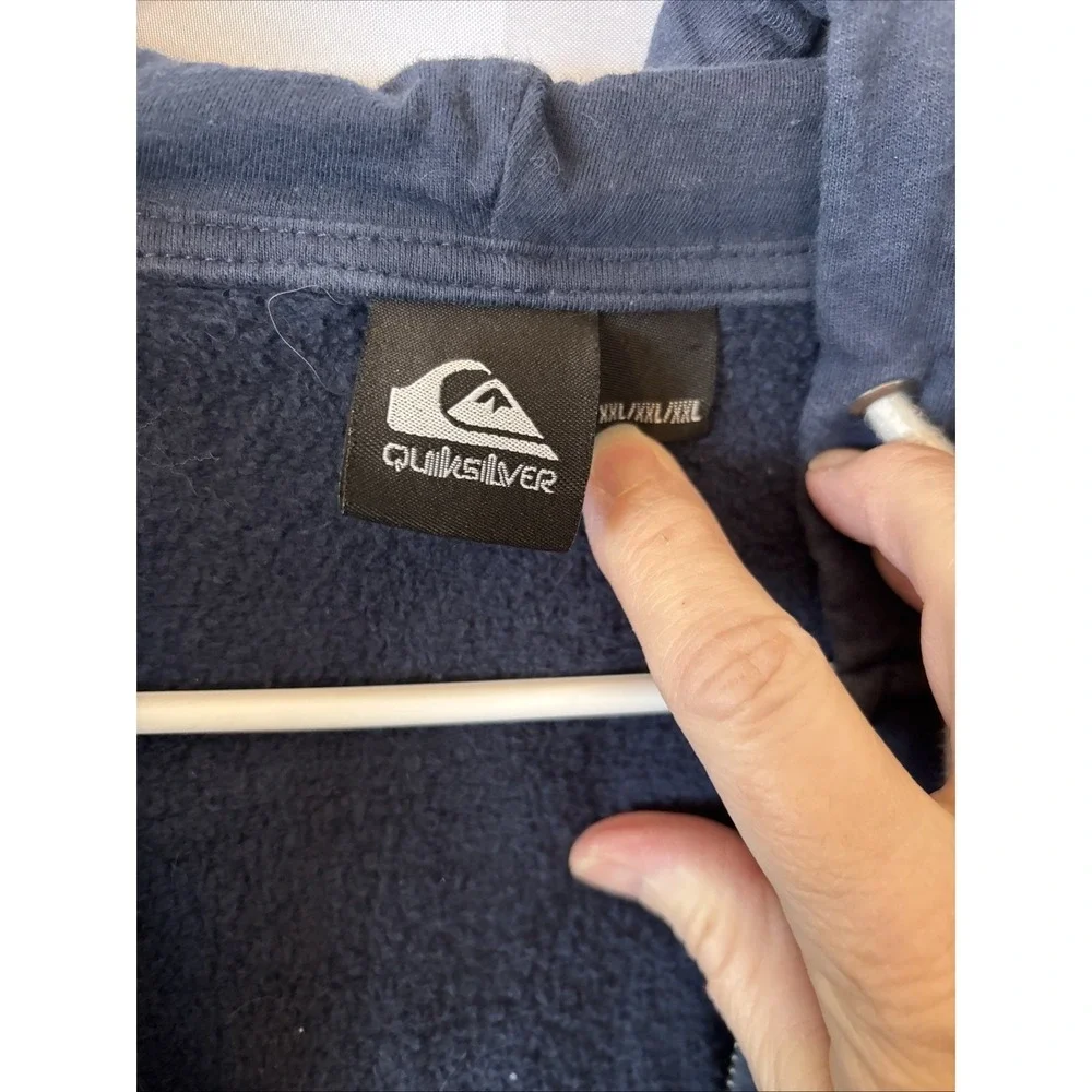 Y2k Quiksilver Zip Up Blue‎ Hoodie Size XXLarge